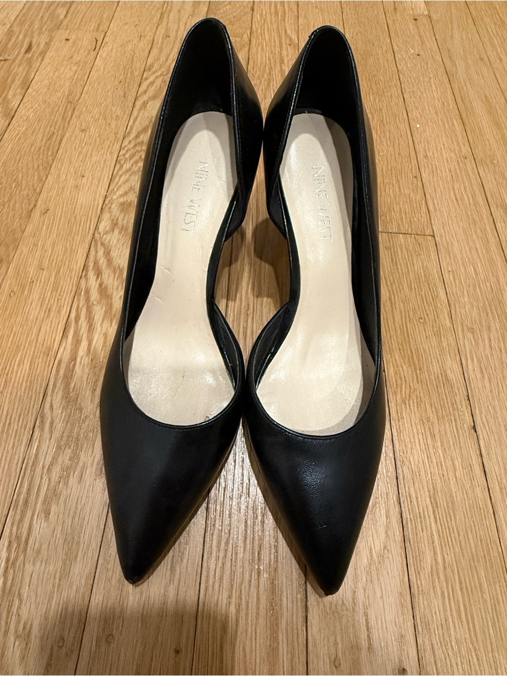 Nine West Black Pointed Leather Pumps